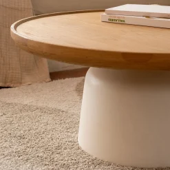 Table Basse*alinea Table basse ronde en chêne et béton - naturel Bois clair