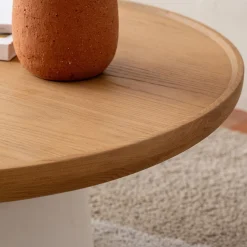 Table Basse*alinea Table basse ronde en chêne et béton - naturel Bois clair