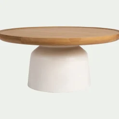Table Basse*alinea Table basse ronde en chêne et béton - naturel Bois clair
