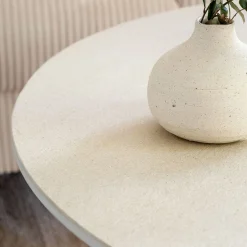 Table Basse*alinea Table basse ronde en céramique et bois D80cm - Beige