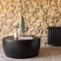 Table Basse*alinea Table basse ronde en tôle d'aluminium D90xH42cm - Noir