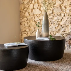 Table Basse*alinea Table basse ronde en tôle d'aluminium D90xH42cm - Noir