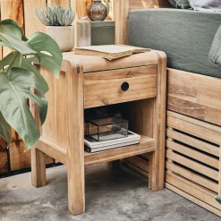 Table De Chevet*alinea Table de chevet en acacia 1 tiroir L42xl35xH56cm - Bois clair