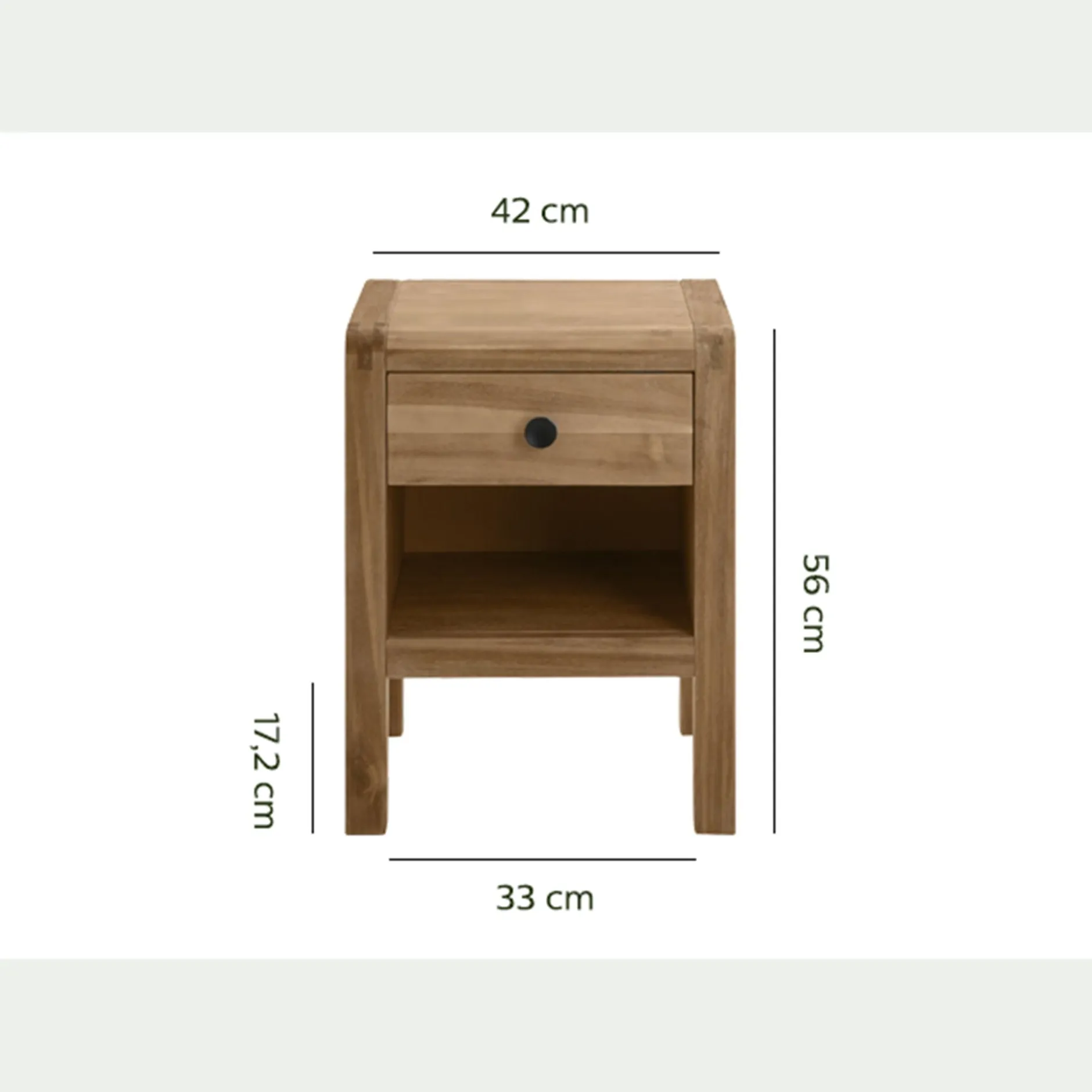 Table De Chevet*alinea Table de chevet en acacia 1 tiroir L42xl35xH56cm - Bois clair
