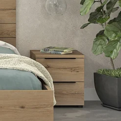 Table De Chevet*alinea Table de chevet en bois 2 tiroirs L40xl36xH43cm- Bois clair