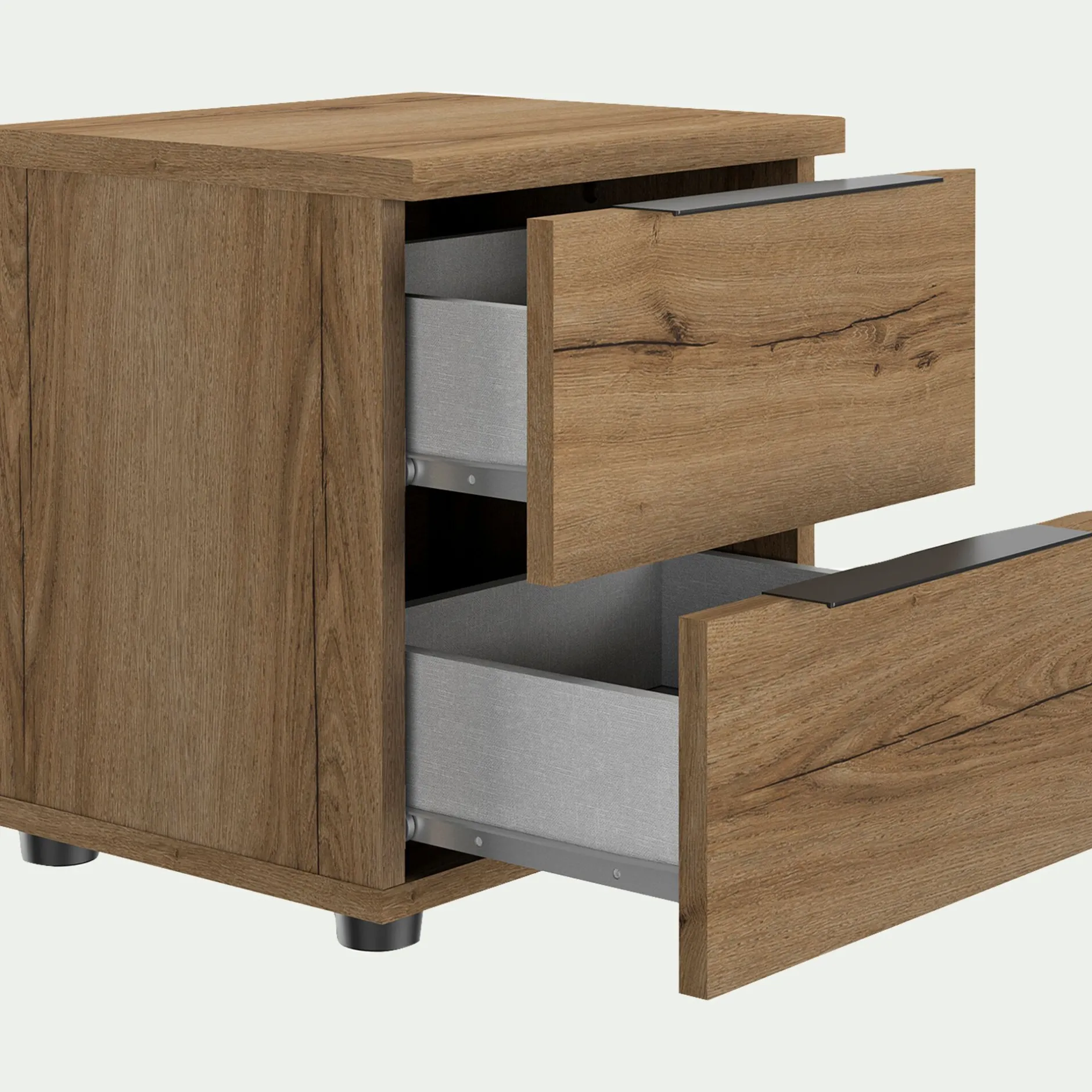 Table De Chevet*alinea Table de chevet en bois 2 tiroirs L40xl36xH43cm- Bois clair