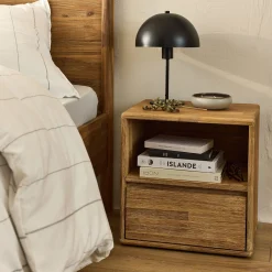 Table De Chevet*alinea Table de chevet en bois d'acacia 1 tiroir L45xH45xP37cm - Bois clair