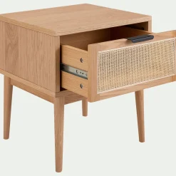 Table De Chevet*alinea Table de chevet en bois et cannage 1 tiroir L45xl40xH50cm - Bois clair