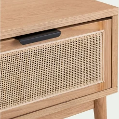 Table De Chevet*alinea Table de chevet en bois et cannage 1 tiroir L45xl40xH50cm - Bois clair