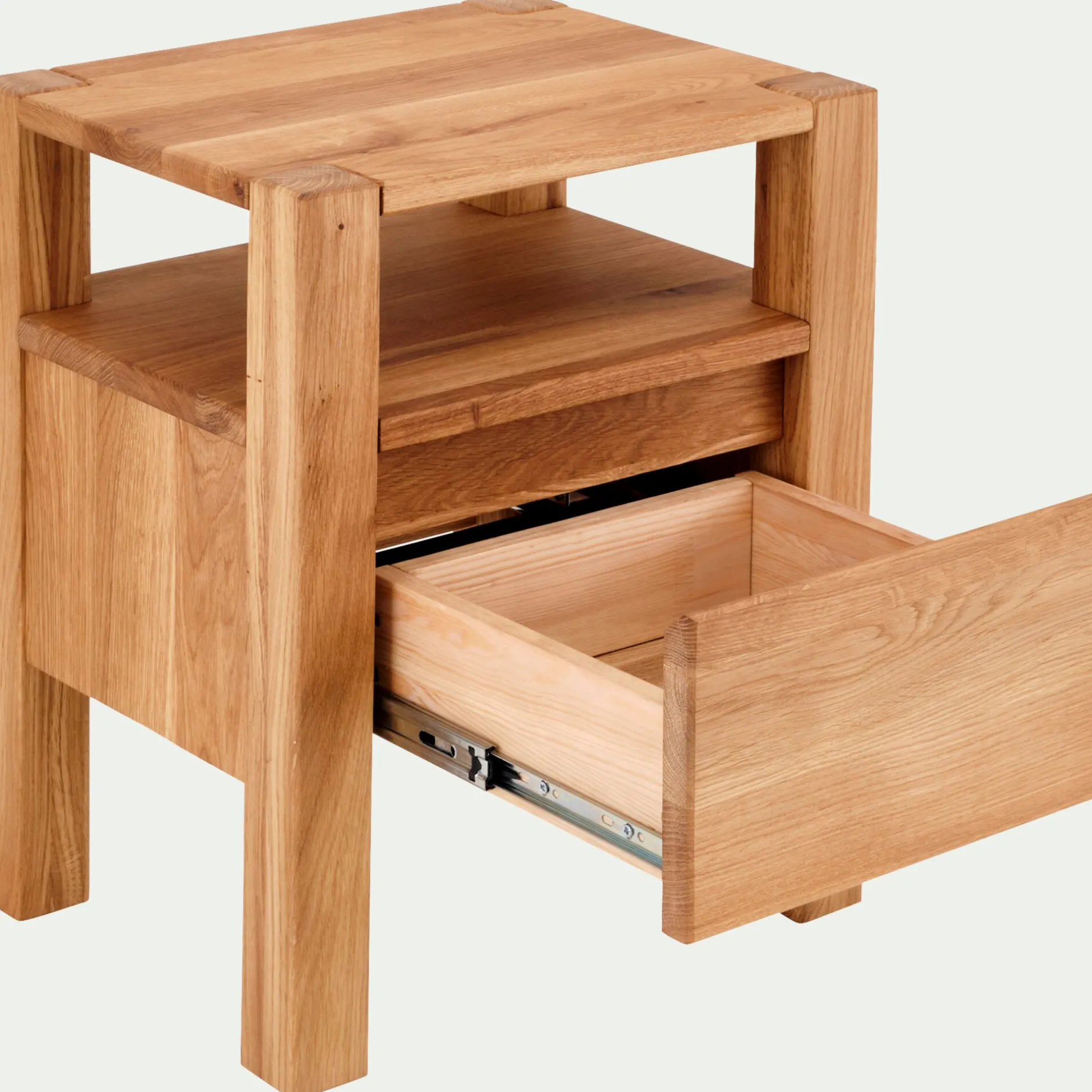 Table De Chevet*alinea Table de chevet en chêne massif 1 niche et 1 tiroir - Bois clair