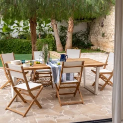 Table De Jardin*alinea Table de jardin en teck et aluminium - bois clair (8 places)