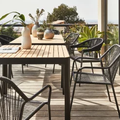 Table De Jardin|Table De Salle À Manger*alinea Table de repas jardin en aluminium et teck - (4 places ) Bois clair