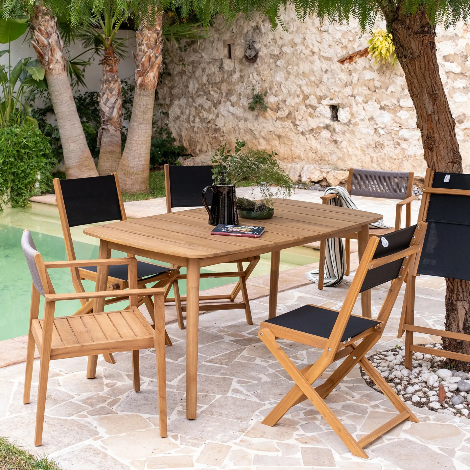Table De Jardin*alinea Table de repas jardin en acacia - bois clair (6 places)
