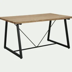 Table De Jardin|Table De Salle À Manger*alinea Table de repas jardin en magnésium effet bois et fer - (6 places) Bois clair