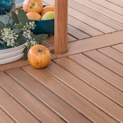 Table De Jardin*alinea Table de repas jardin extensible en eucalyptus et aluminium - blanc écru (8 à 12 places) Bois clair