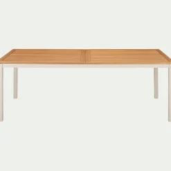 Table De Jardin*alinea Table de repas jardin extensible en eucalyptus et aluminium - blanc écru (8 à 12 places) Bois clair