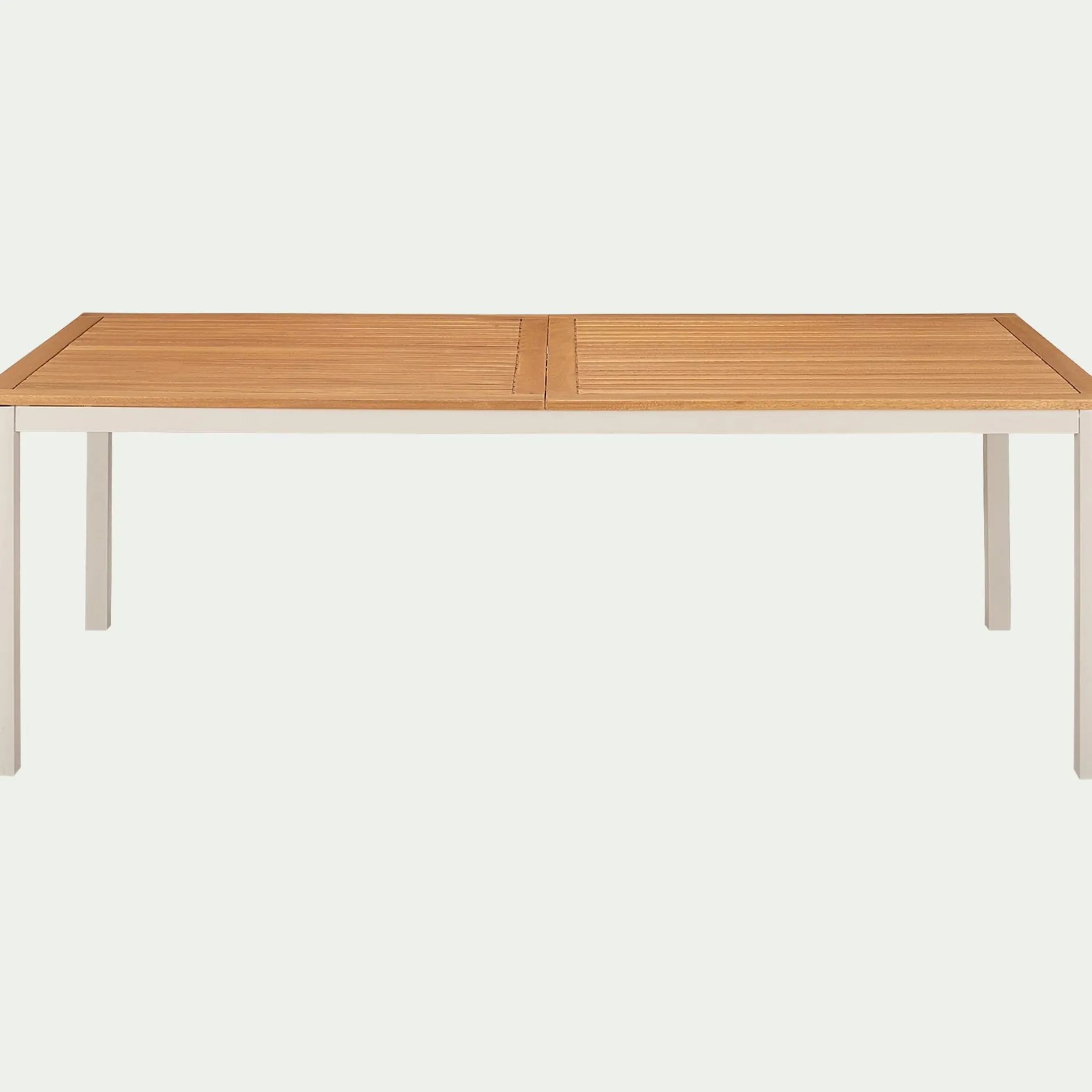 Table De Jardin*alinea Table de repas jardin extensible en eucalyptus et aluminium - blanc écru (8 à 12 places) Bois clair