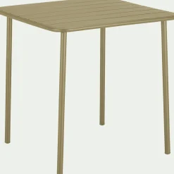 Table De Jardin*alinea Table de repas jardin fixe carrée en acier - kaki (2 places) Vert
