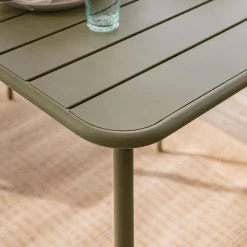 Table De Jardin*alinea Table de repas jardin fixe carrée en acier - kaki (2 places) Vert