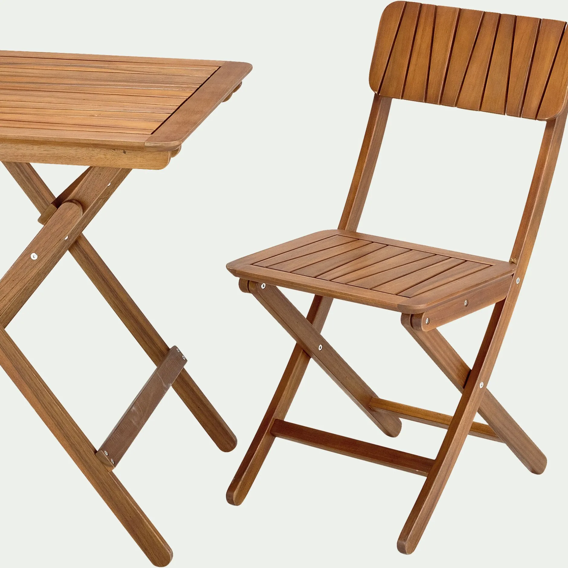 Table De Jardin*alinea Table de repas jardin pliante carrée en acacia huilé - (2 places) Bois foncé