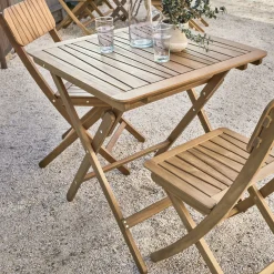 Table De Jardin*alinea Table de repas jardin pliante carrée en acacia huilé - (2 places) Bois foncé