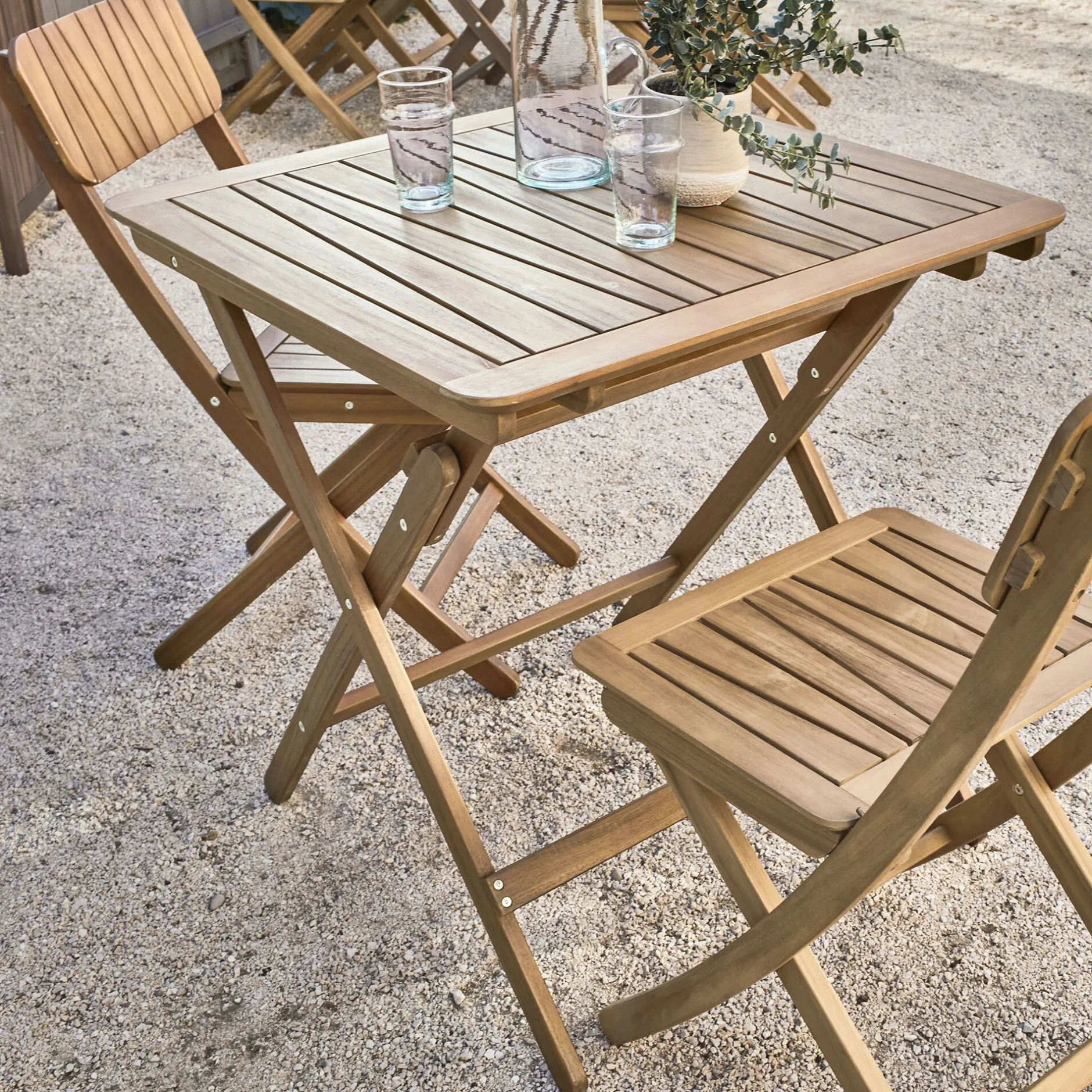 Table De Jardin*alinea Table de repas jardin pliante carrée en acacia huilé - (2 places) Bois foncé