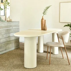 Table De Salle À Manger*alinea Table de repas organique en bois - écru (8 à 10 places) Blanc