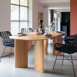 Table De Salle À Manger*alinea Table de repas ovale fixe en chêne massif - (8 places) Bois clair