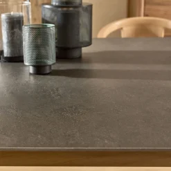 Table De Salle À Manger*alinea Table de repas rectangulaire en pierre et acier - anthracite (10 places) Gris