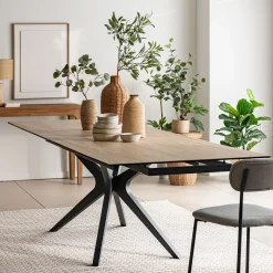 Table Extensible|Table De Salle À Manger*alinea Table de repas rectangulaire extensible en céramique - (10 à 12 places) Bois clair