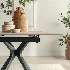 Table Extensible|Table De Salle À Manger*alinea Table de repas rectangulaire extensible en céramique - (10 à 12 places) Bois clair