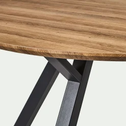 Table De Salle À Manger*alinea Table de repas ronde effet chêne - (4 places) Bois foncé