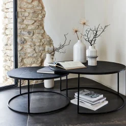 Bout De Canapé|Table Basse*alinea Tables basses gigognes rondes en métal - Noir