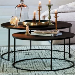 Bout De Canapé|Table Basse*alinea Tables basses gigognes rondes en métal - Noir