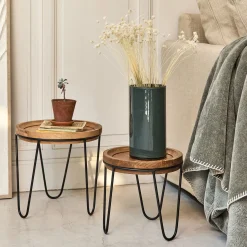 Table De Chevet|Bout De Canapé*alinea Tables gigognes en bois de manguier - Bois foncé