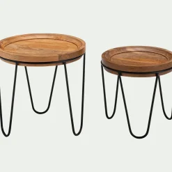 Table De Chevet|Bout De Canapé*alinea Tables gigognes en bois de manguier - Bois foncé