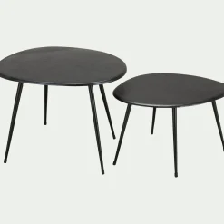 Bout De Canapé|Table Basse*alinea Tables gigognes en fonte d'aluminium - Noir