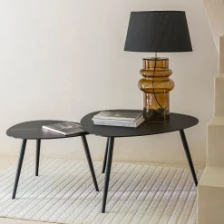 Table Basse*alinea Tables gigognes en verre trempé - Noir