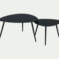Table Basse*alinea Tables gigognes en verre trempé - Noir