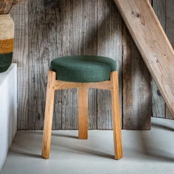 Tabouret*alinea Tabouret bas en bois de frêne et tissu H45cm - cèdre Vert