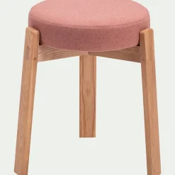 Tabouret*alinea Tabouret bas en bois de frêne et tissu H45cm - brun rhassoul Marron
