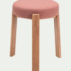 Tabouret*alinea Tabouret bas en bois de frêne et tissu H45cm - brun rhassoul Marron