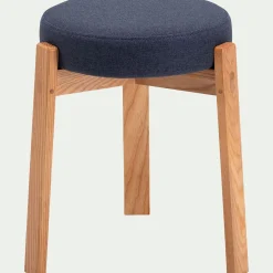 Tabouret*alinea Tabouret bas en bois de frêne et tissu H45cm - ceou Bleu