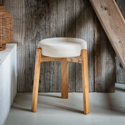 Tabouret*alinea Tabouret bas en bois de frêne et tissu H45cm - alpilles Beige