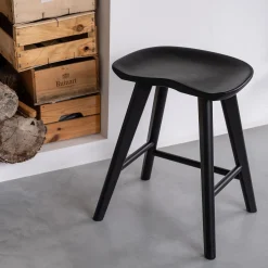 Tabouret*alinea Tabouret bas en chêne massif H49cm - Noir