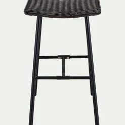 Chaise De Jardin|Tabouret Haut De Bar*alinea Tabouret de bar en fer et résine tressée H72cm - Noir
