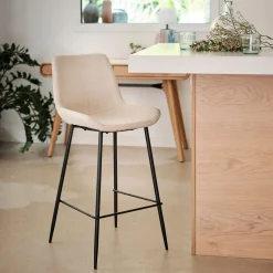 Tabouret Haut De Bar*alinea Tabouret haut de repas en tissu H65cm - Gris