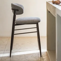 Tabouret Haut De Bar*alinea Tabouret haut de repas en tissu H66cm - Gris