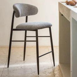 Tabouret Haut De Bar*alinea Tabouret haut de repas en tissu H66cm - Gris