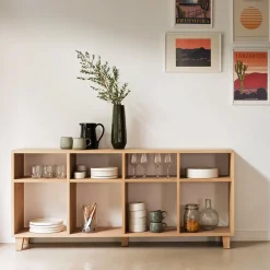 Rangement À Composer|Bibliothèque Et Étagère*alinea Étagère 8 cases en chêne lamellé - Bois clair